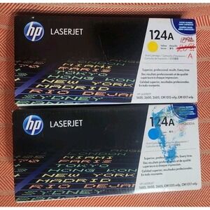 HP Q6002A 124A Blue Yellow Toner‎ LaserJet 1600 2600 2605 CM1015 1017 Sealed NEW